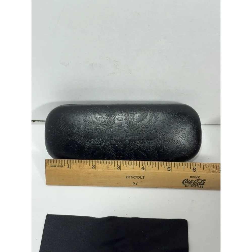 Christian Lacroix Designer Eye Glasses Case Embossed Black With Cloth